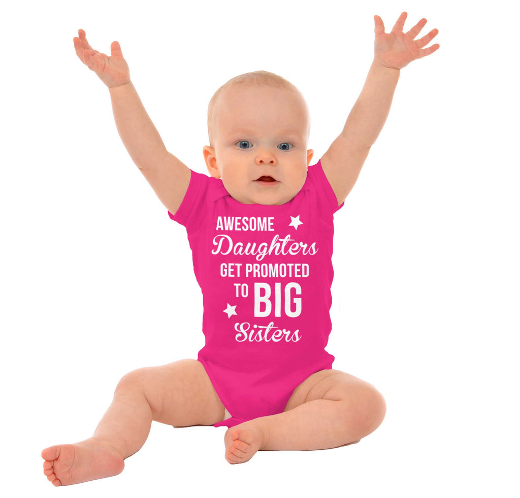 Awesome Daughter Promote Big Sisters Romper Bodysuit-Direct To Garment Print-Brisco Baby