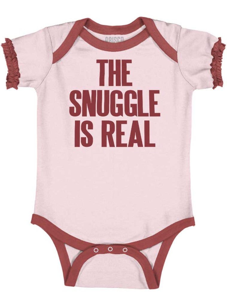 Snuggle Is Real Baby Ruffled Trim Romper-Direct To Garment Print-Brisco Baby