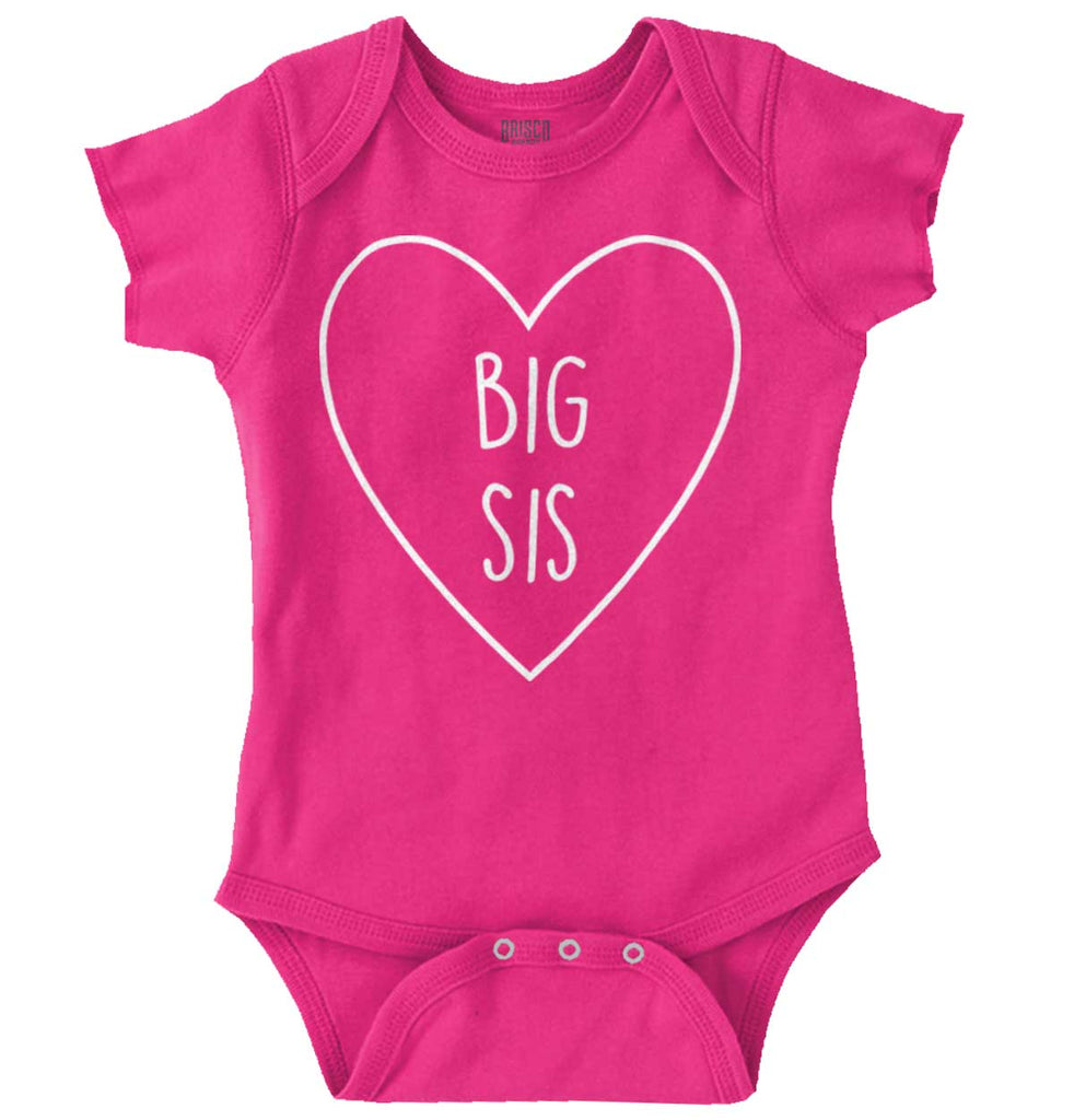 Big Sis Heart Romper Bodysuit-Direct To Garment Print-Brisco Baby