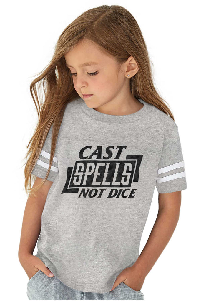 Cast Spells Not Dice Dungeons Toddler Football Jersey Tee-Direct To Garment Print-Brisco Baby
