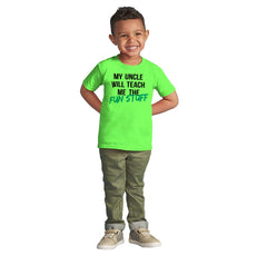 Uncle Teaches Fun Stuff Infant Toddler T Shirt-Direct To Garment Print-Brisco Baby