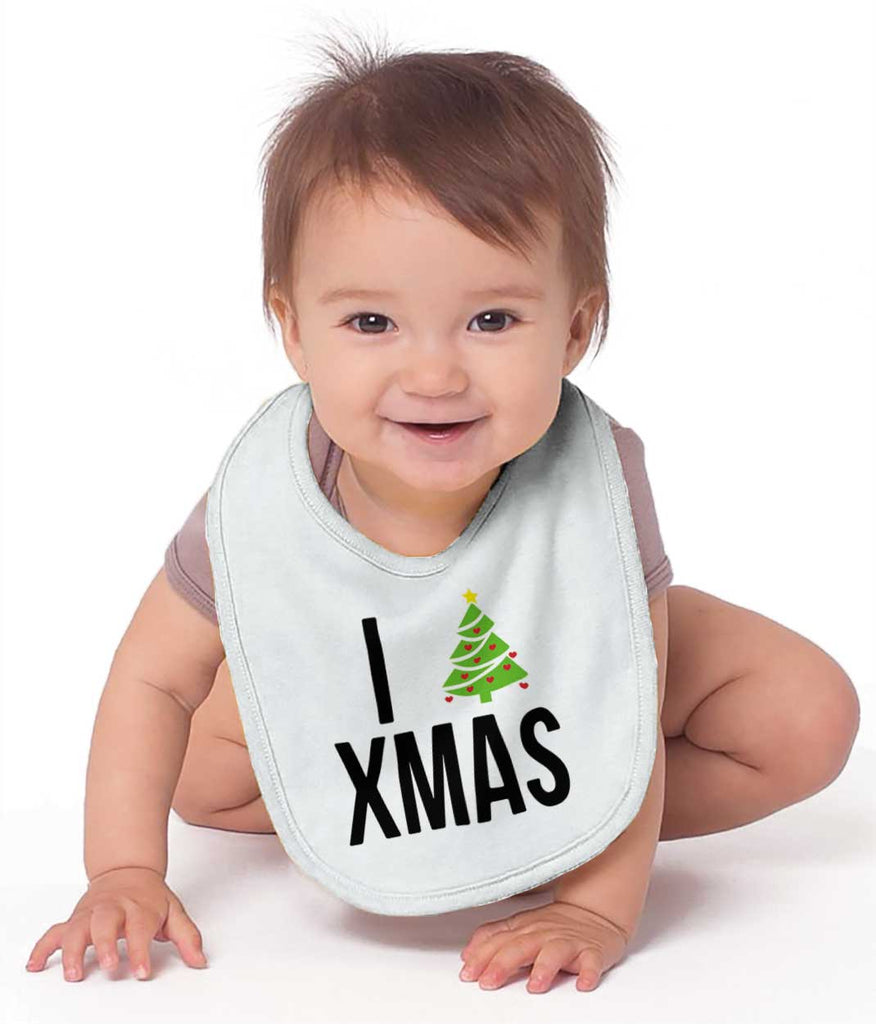 I Love Xmas Infant Baby Bib-Direct To Garment Print-Brisco Baby