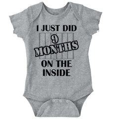 9 Months On The Inside Romper Bodysuit-Direct To Garment Print-Brisco Baby
