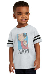 Ahoy Olive Oyl Toddler Football Jersey Tee-Direct To Garment Print-Brisco Baby