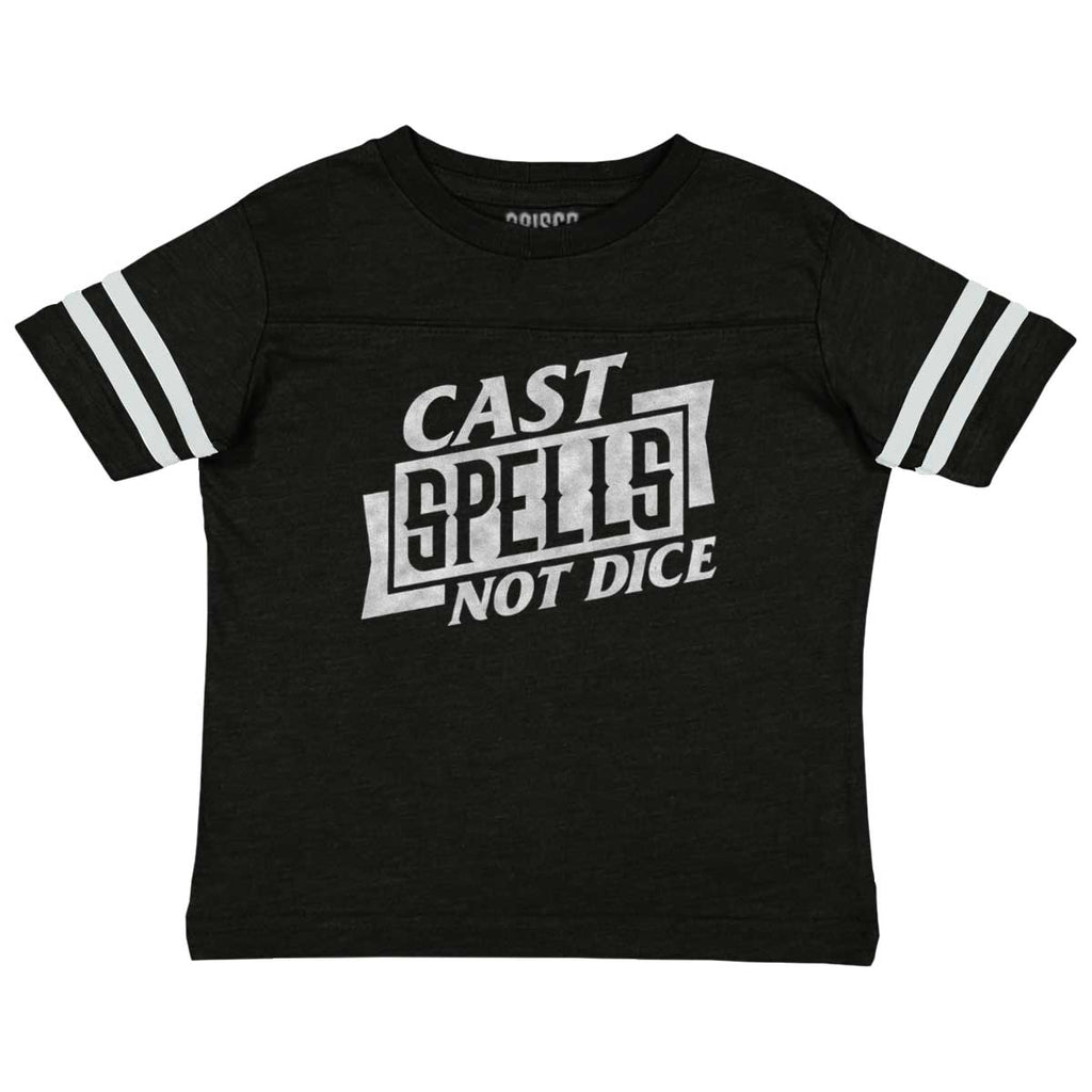 Cast Spells Not Dice Dungeons Toddler Football Jersey Tee-Direct To Garment Print-Brisco Baby