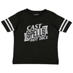 Cast Spells Not Dice Dungeons Toddler Football Jersey Tee-Direct To Garment Print-Brisco Baby