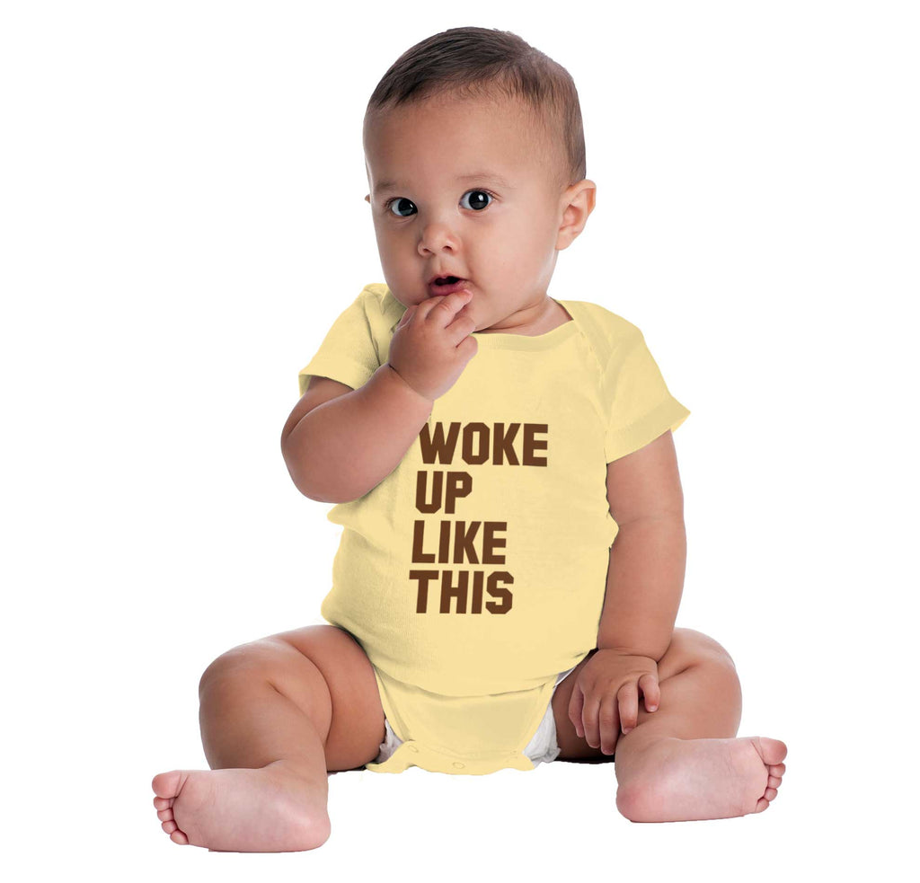 I Woke Up Like This Romper Bodysuit-Direct To Garment Print-Brisco Baby