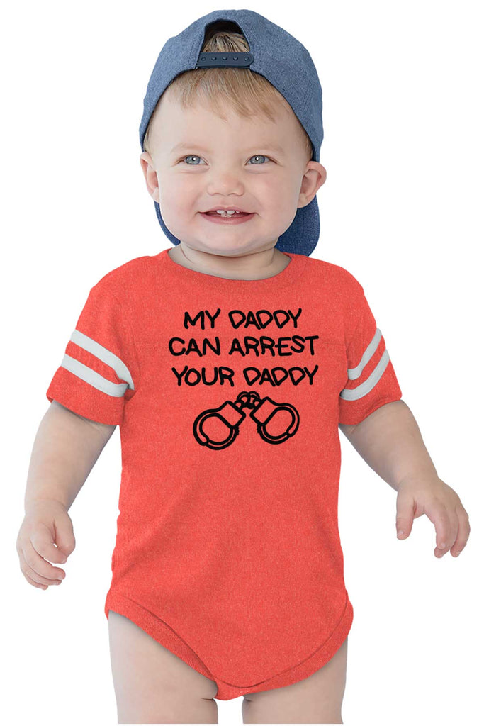 Arrest Your Daddy Football Romper Bodysuit-Direct To Garment Print-Brisco Baby