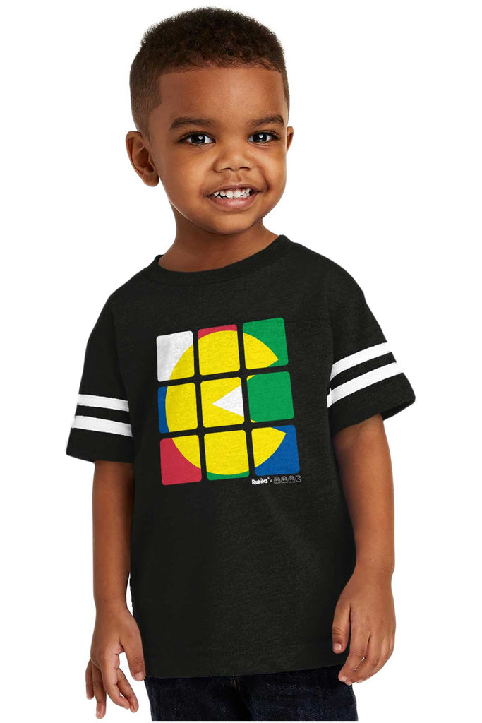 Artsy Pac-Man Toddler Football Jersey Tee-Direct To Garment Print-Brisco Baby