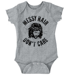 Messy Hair Jesus Romper Bodysuit-Direct To Garment Print-Brisco Baby