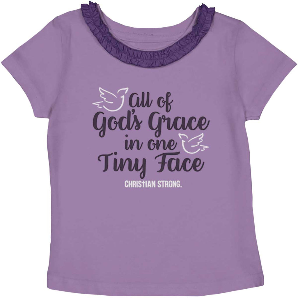 Gods Grace Tiny Face Toddler Ruffled Trim T-Shirt-Direct To Garment Print-Brisco Baby