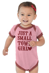 Small Town Girl Baby Ruffled Trim Romper-Direct To Garment Print-Brisco Baby
