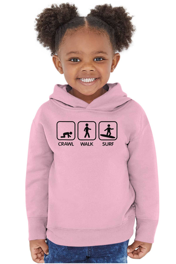 Crawl Walk Surf Toddler Pullover Hoodie-Direct To Garment Print-Brisco Baby