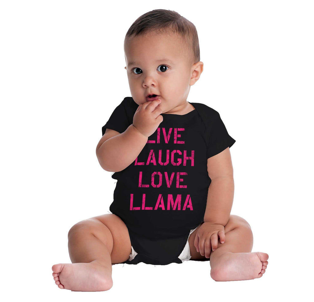 Live Laugh Llama Romper Bodysuit-Direct To Garment Print-Brisco Baby