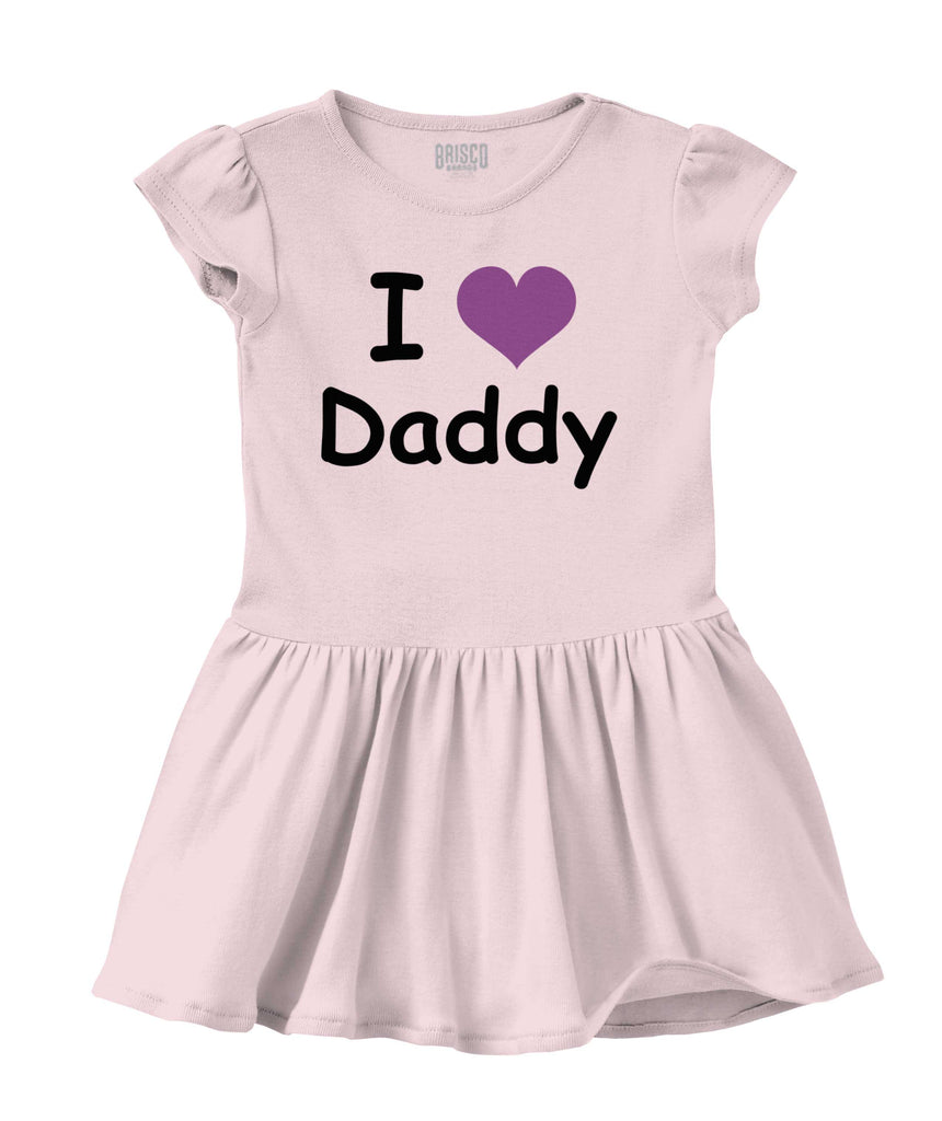 I Heart Daddy Solid Baby Infant Dress-Direct To Garment Print-Brisco Baby
