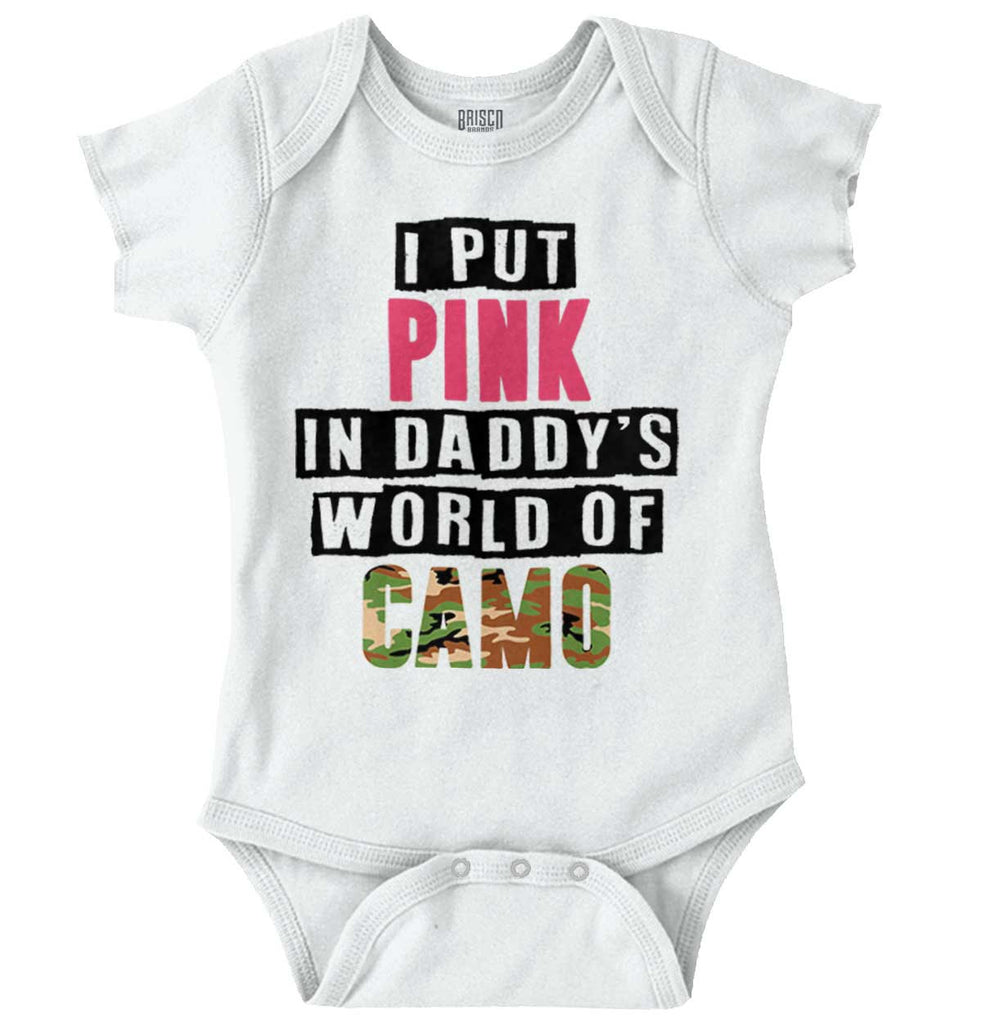 I Put Pink In Camo Romper Bodysuit-Direct To Garment Print-Brisco Baby