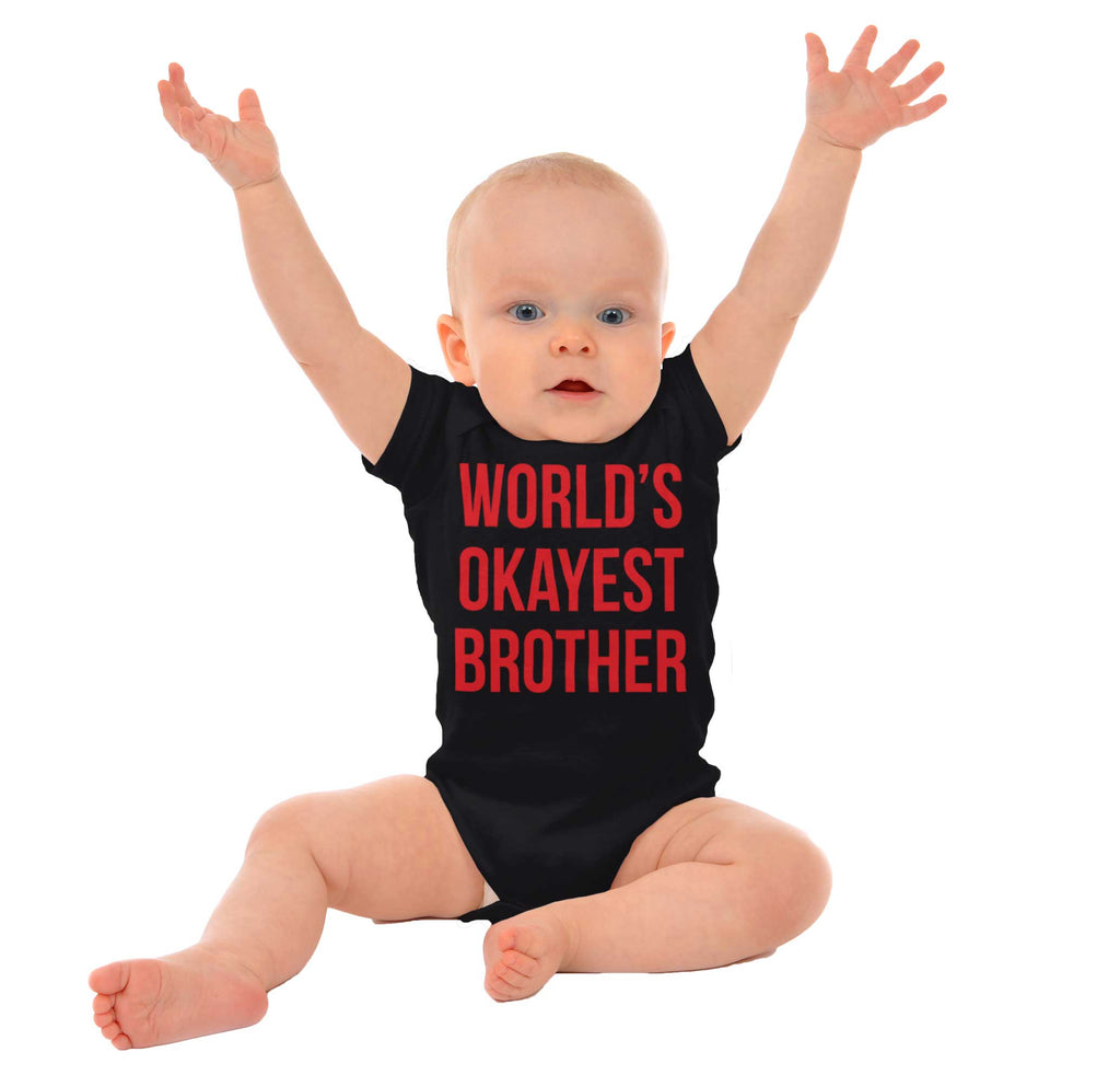 World's Okayest Brother Romper Bodysuit-Direct To Garment Print-Brisco Baby