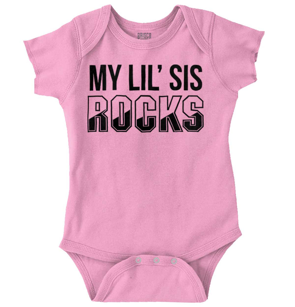 My Lil' Sis Rocks Romper Bodysuit-Direct To Garment Print-Brisco Baby