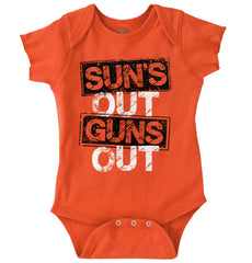 Guns Out Romper Bodysuit-Direct To Garment Print-Brisco Baby
