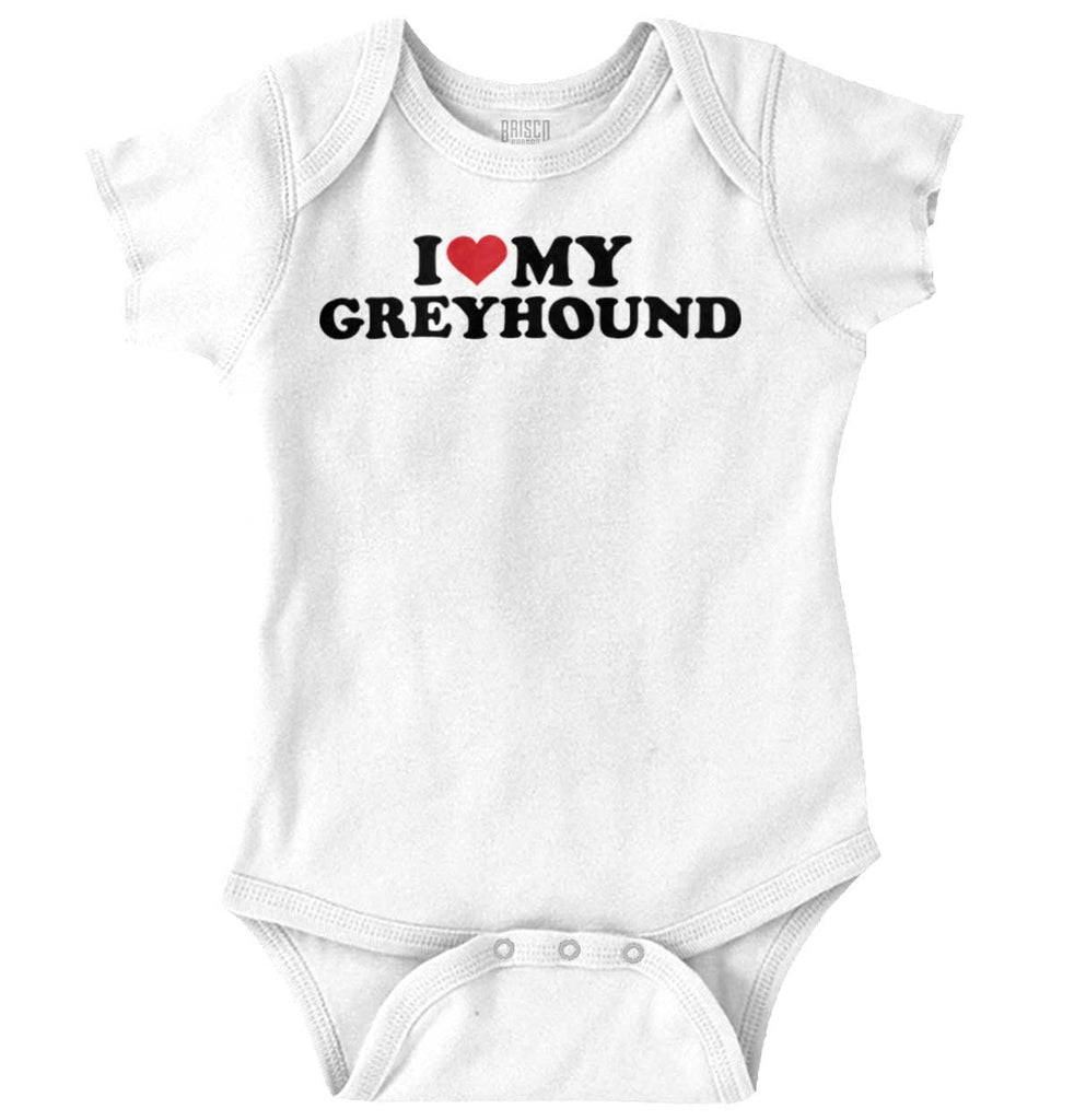 I Love My Greyhound Romper Bodysuit-Direct To Garment Print-Brisco Baby