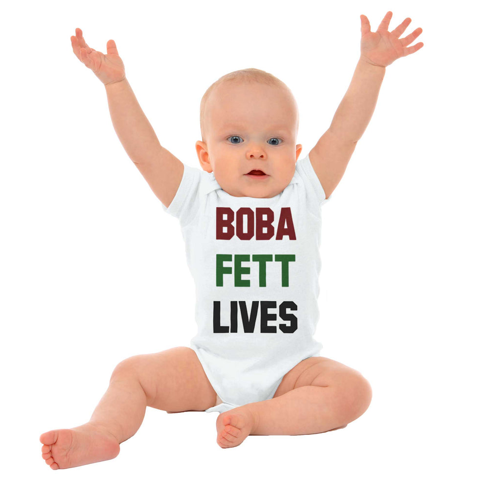 Boba Fett Lives Romper Bodysuit-Direct To Garment Print-Brisco Baby