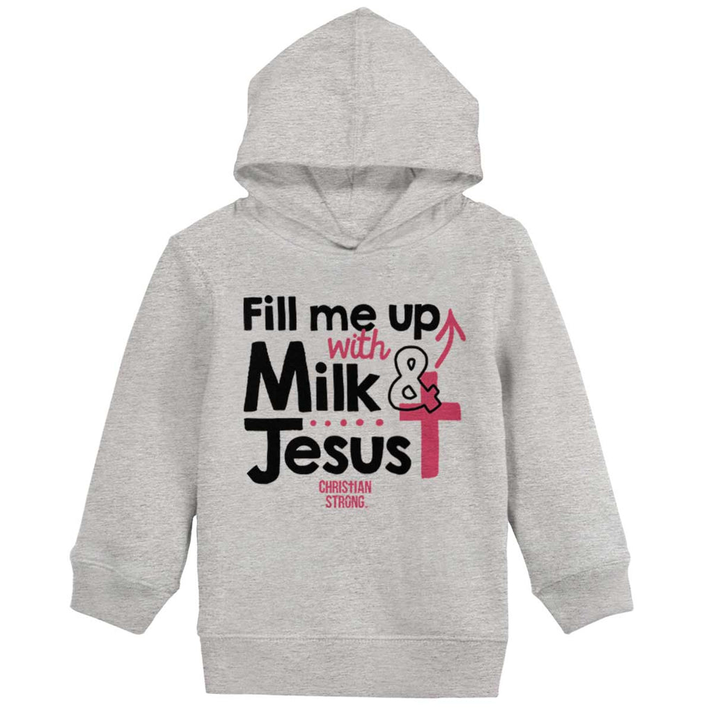 Milk And Jesus Toddler Pullover Hoodie-Direct To Garment Print-Brisco Baby