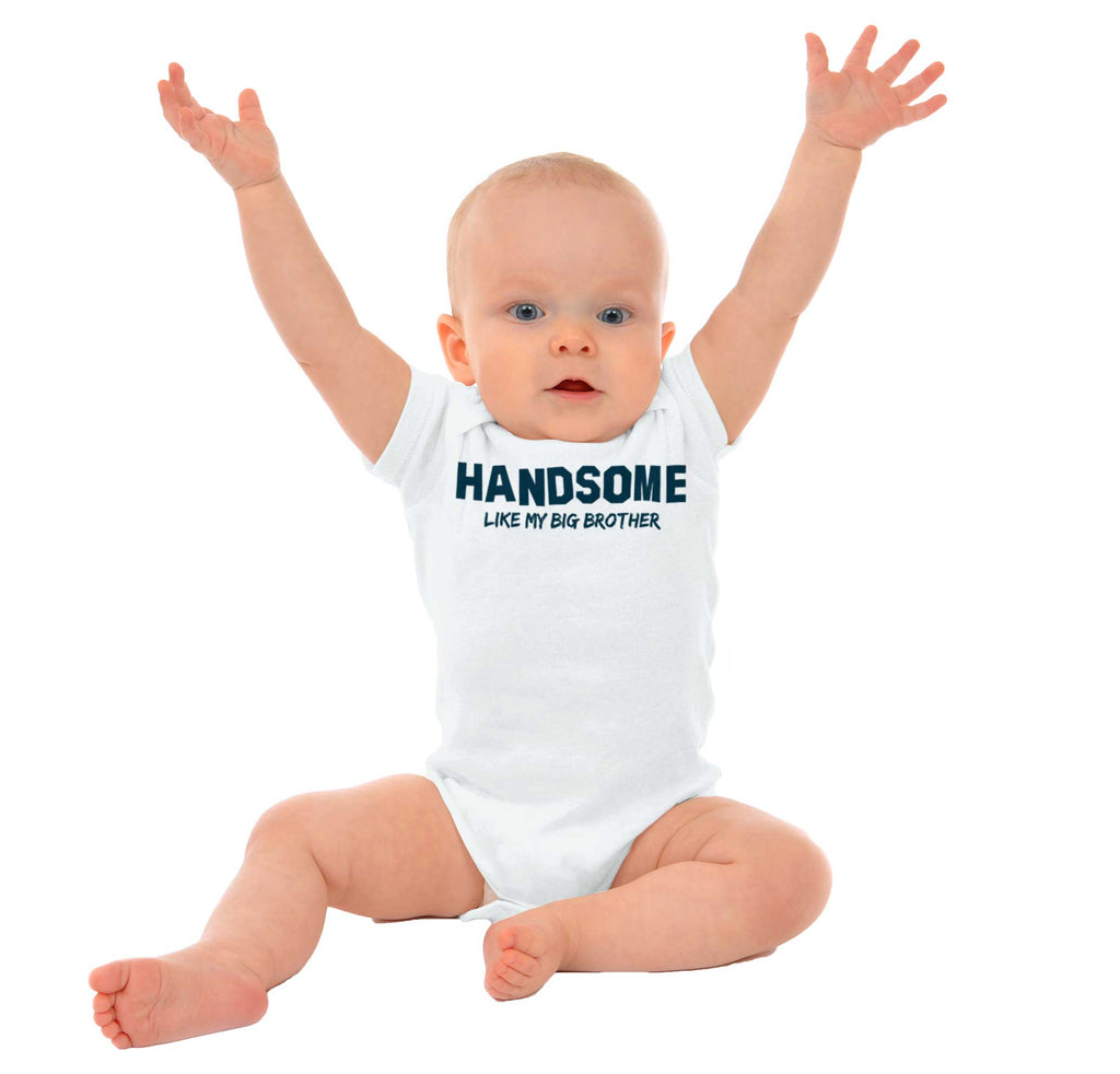 Handsome Like My Big Brother Romper Bodysuit-Direct To Garment Print-Brisco Baby