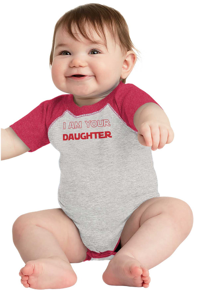 I Am Your Daughter Raglan Romper Bodysuit-Direct To Garment Print-Brisco Baby