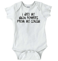 Ninja Powers From Cousin Romper Bodysuit-Direct To Garment Print-Brisco Baby