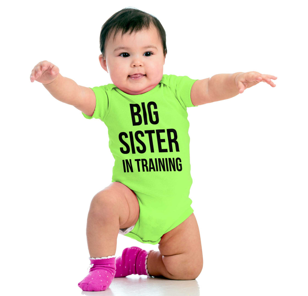 Big Sister In Training Romper Bodysuit-Direct To Garment Print-Brisco Baby