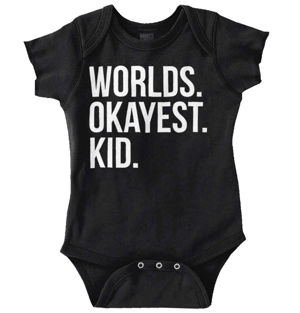 Worlds Okayest Kid Romper Bodysuit-Direct To Garment Print-Brisco Baby