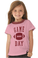 Game Day Toddler Ruffled Trim T-Shirt-Direct To Garment Print-Brisco Baby