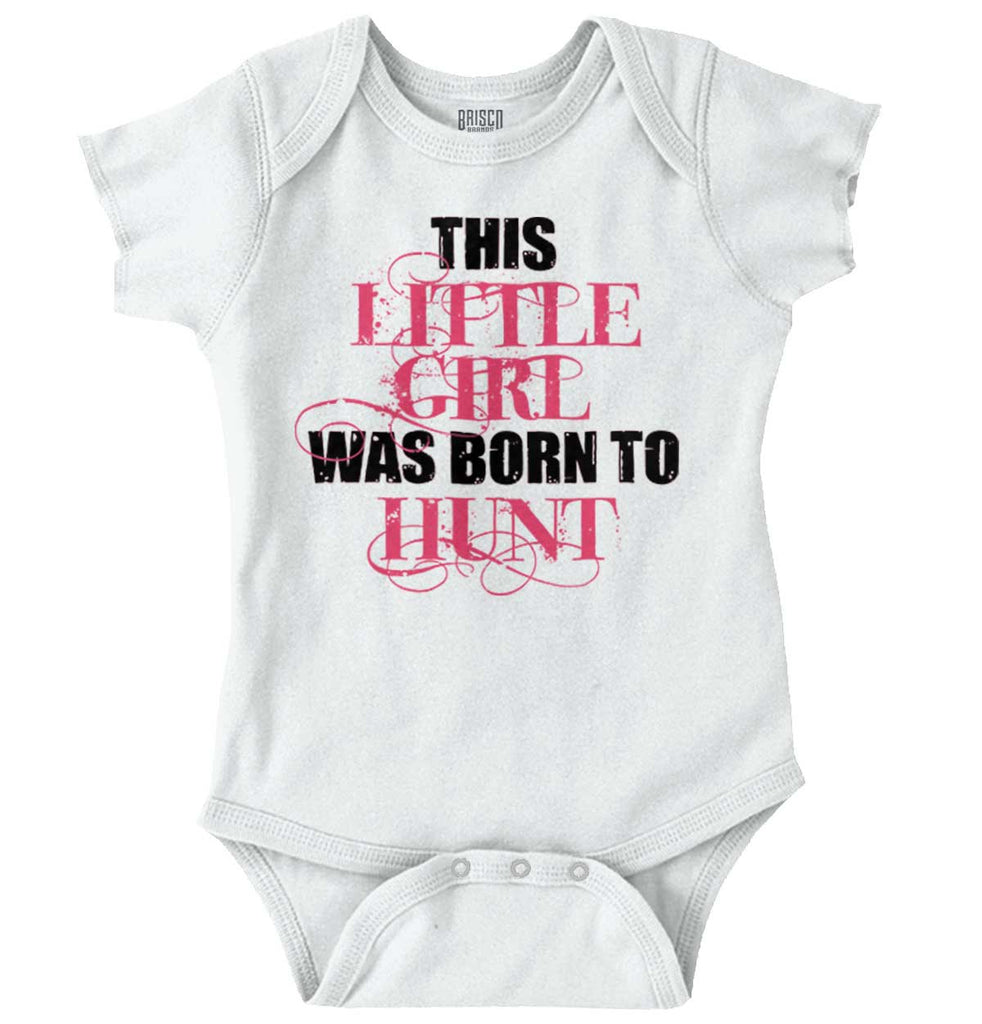Little Girl Born To Hunt Romper Bodysuit-Direct To Garment Print-Brisco Baby