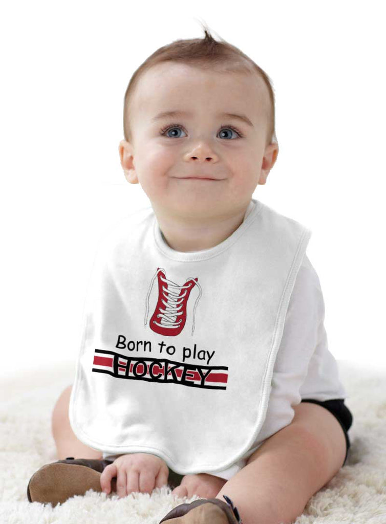 Play Hockey Infant Baby Bib-Direct To Garment Print-Brisco Baby