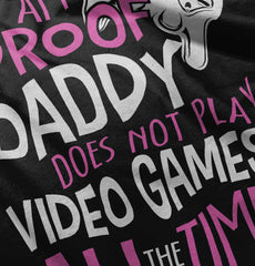 Daddy Plays Video Games Baby Ruffled Trim Romper-Direct To Garment Print-Brisco Baby