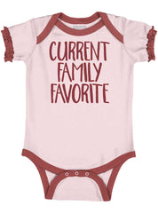 Family Favorite Baby Ruffled Trim Romper-Direct To Garment Print-Brisco Baby