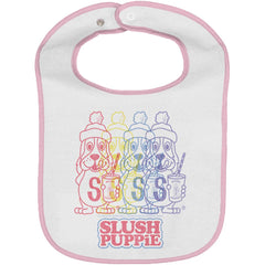 Rainbow Puppie Trimmed White Snap Bib-Direct To Garment Print-Brisco Baby