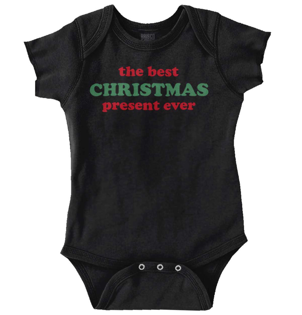 Best Christmas Present Romper Bodysuit-Direct To Garment Print-Brisco Baby