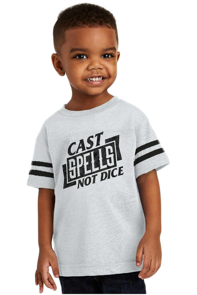 Cast Spells Not Dice Dungeons Toddler Football Jersey Tee-Direct To Garment Print-Brisco Baby