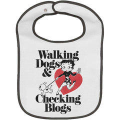 Walking Dogs Trimmed White Snap Bib-Direct To Garment Print-Brisco Baby