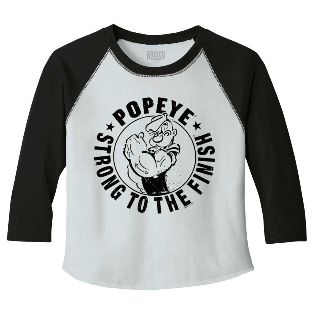 Popeye To The Finish Toddler Baseball-Direct To Garment Print-Brisco Baby