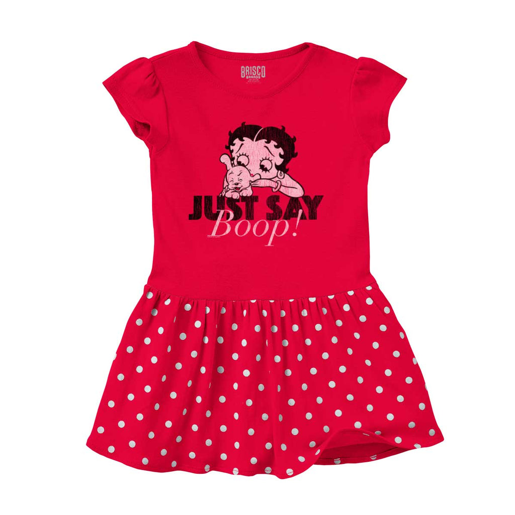 Just Say Boop Baby Polka Dot Skirt Dress-Direct To Garment Print-Brisco Baby