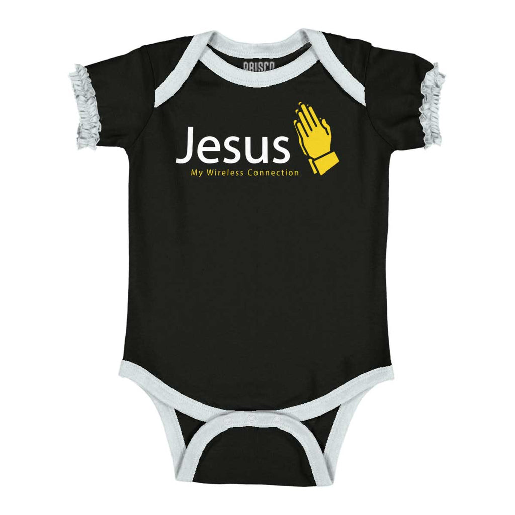 Jesus Connection Baby Ruffled Trim Romper-Direct To Garment Print-Brisco Baby