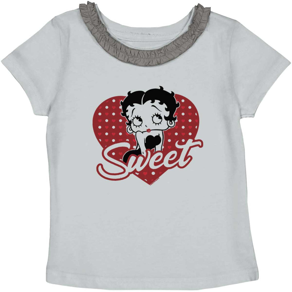 Sweet Toddler Ruffled Trim T-Shirt-Direct To Garment Print-Brisco Baby