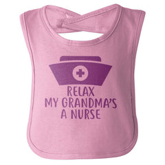 Relax My Grandma's A Nurse Infant Baby Bib-Direct To Garment Print-Brisco Baby
