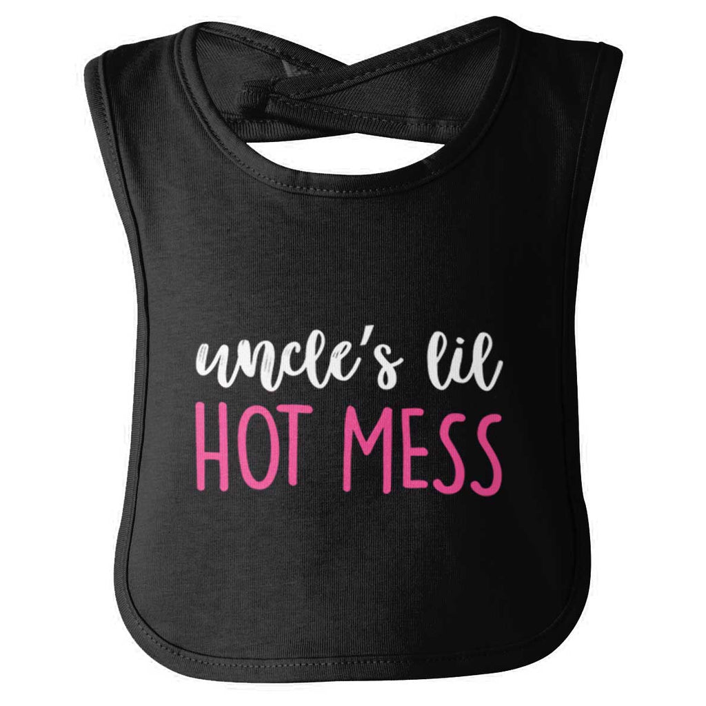 Uncle's Lil Hot Mess Infant Baby Bib-Direct To Garment Print-Brisco Baby