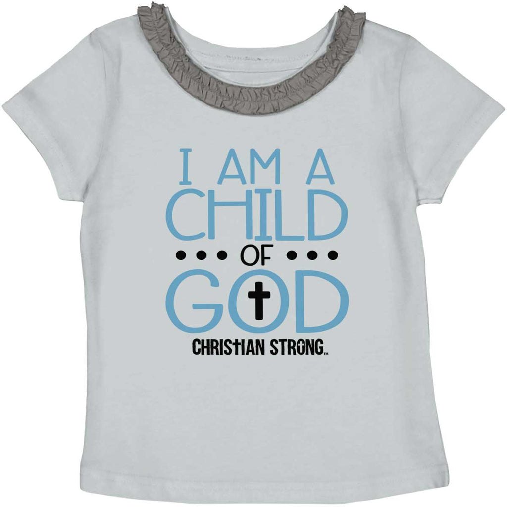 Cross Of God Toddler Ruffled Trim T-Shirt-Direct To Garment Print-Brisco Baby