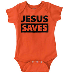 Jesus Saves Romper Bodysuit-Direct To Garment Print-Brisco Baby
