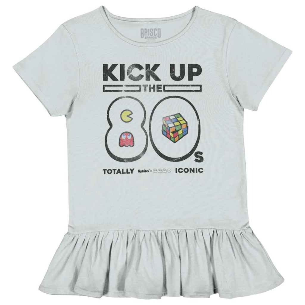 Kick Up The 80s Toddler Ruffle Bottom Tee-Direct To Garment Print-Brisco Baby