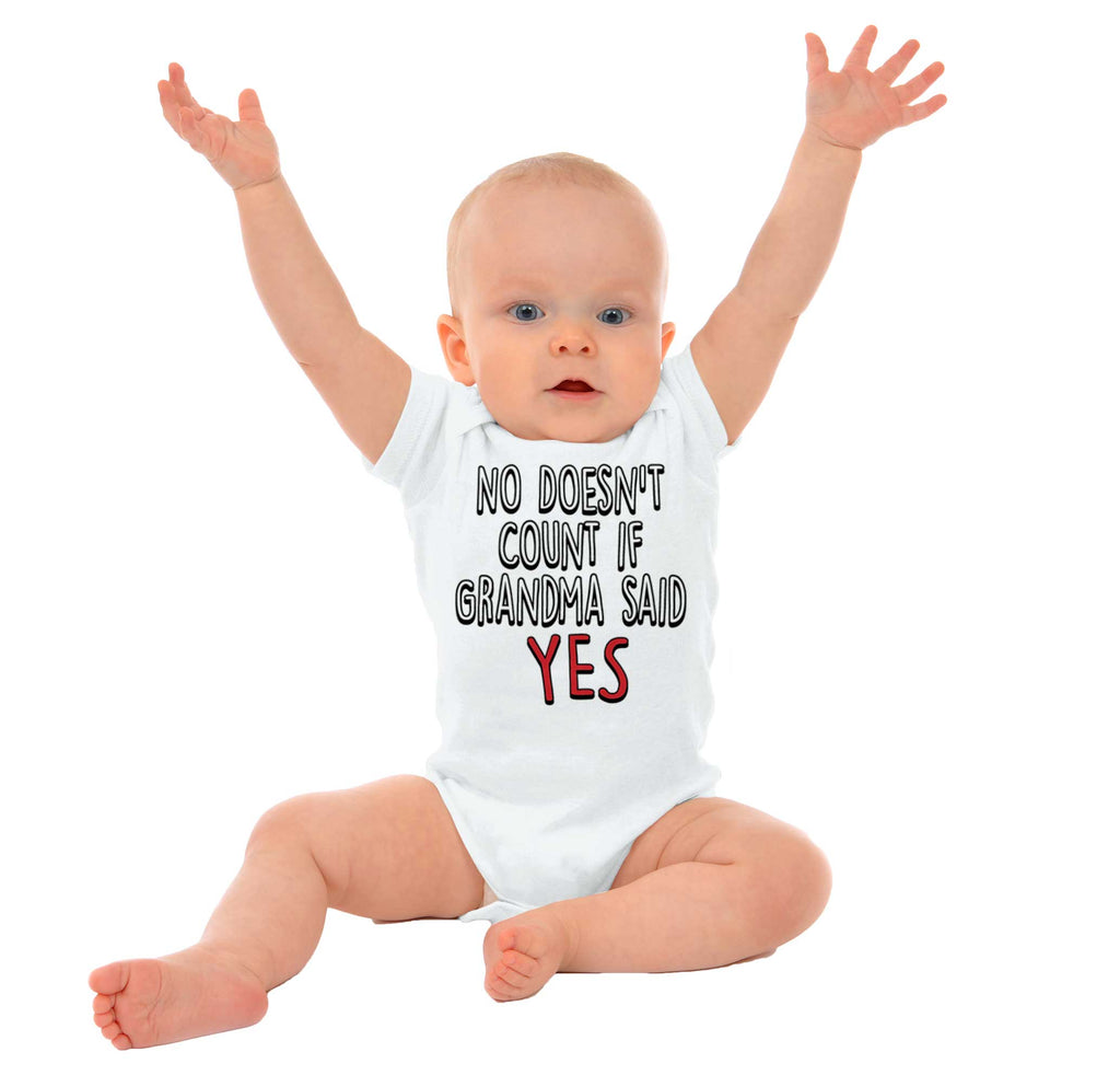 No Doesn’t Count Grandma Romper Bodysuit-Direct To Garment Print-Brisco Baby